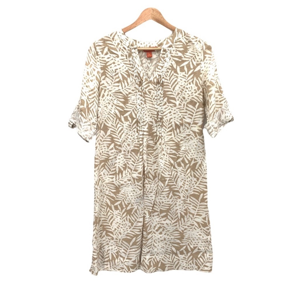 Tommy Bahama Tunic Linen Hawaiian Tropical Floral 100% Linen XXS Tan White